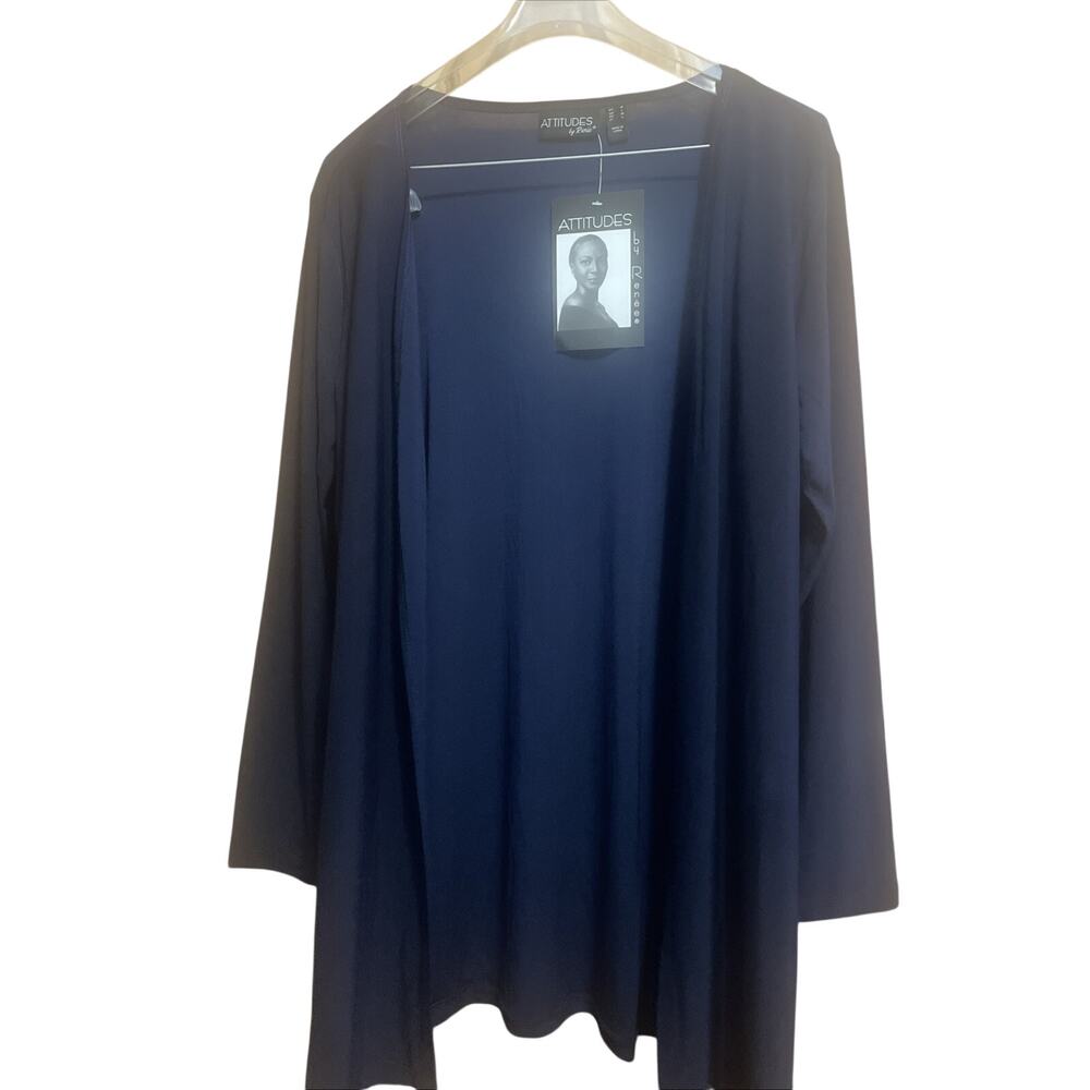 Attitudes by Renee Long Sleeve Cardigan Navy Blue Size M NWT